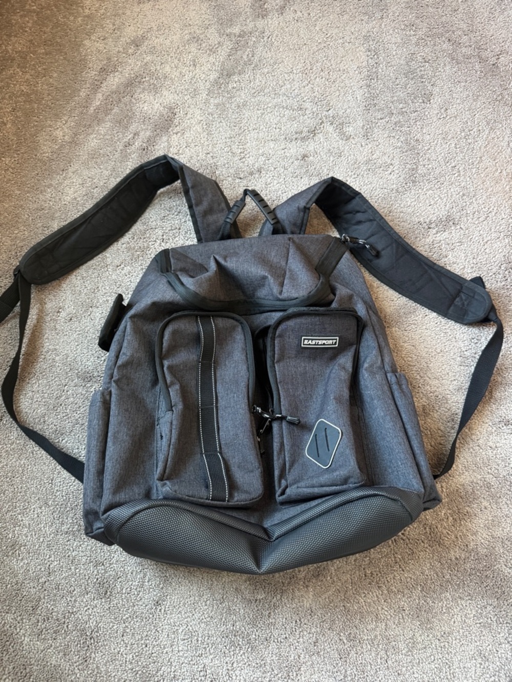 Eastsport Gray Backpack Multi Pocket Laptop School Travel Bag Water Holder